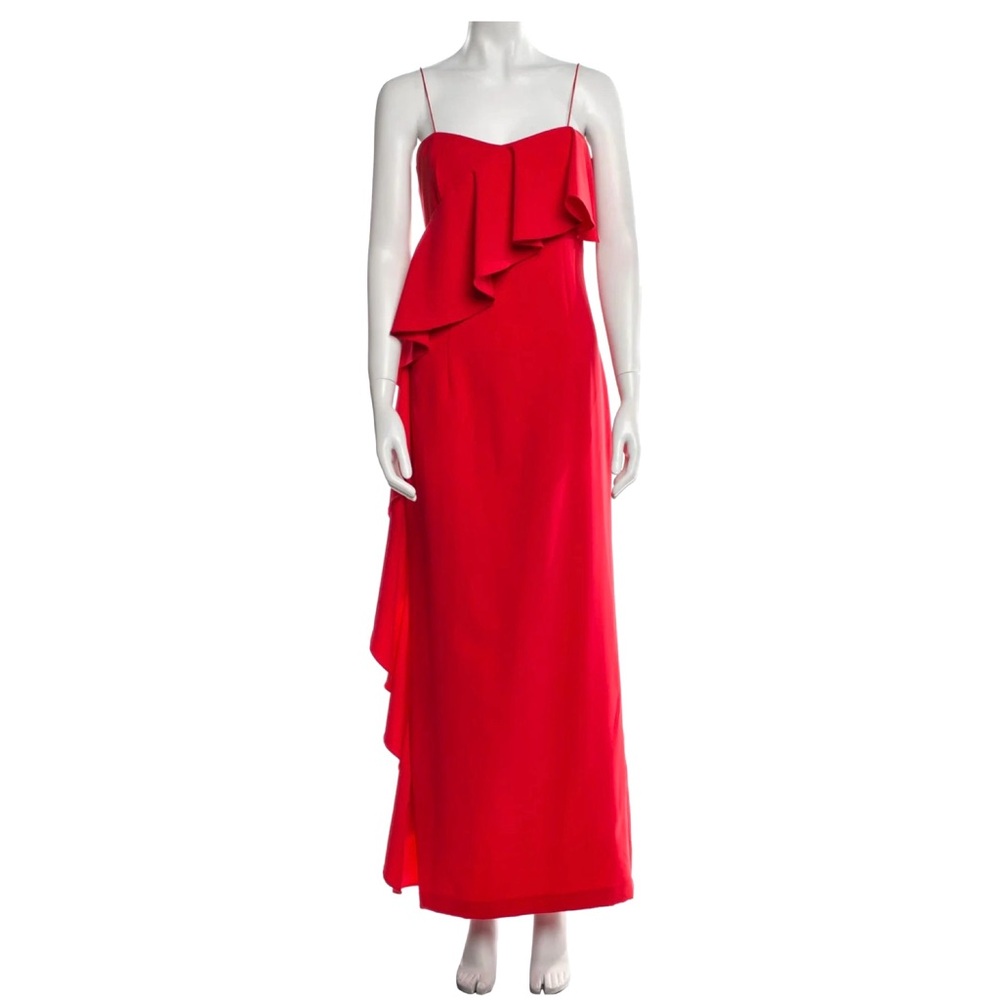 Sachin + Babi Vibrant Red Square Neck Ruffle Skinny Strap Maxi Dress